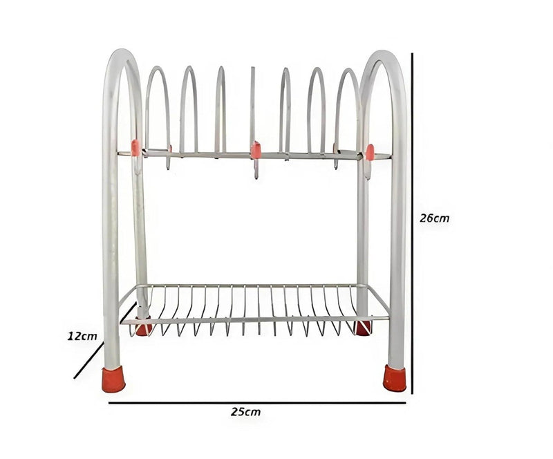 🥤 Stainless Steel Cup & Saucer Stand | 2‑Layer • Rust‑Proof • Space‑Saving