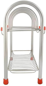 🥤 Stainless Steel Cup & Saucer Stand | 2‑Layer • Rust‑Proof • Space‑Saving