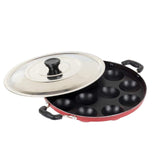 Non-stick appam maker with lid(12pits)easy release.low oil. Quick clean