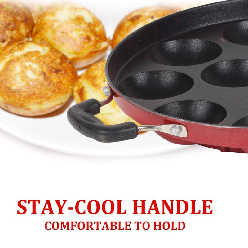 Non-stick appam maker with lid(12pits)easy release.low oil. Quick clean