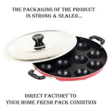 Non-stick appam maker with lid(12pits)easy release.low oil. Quick clean