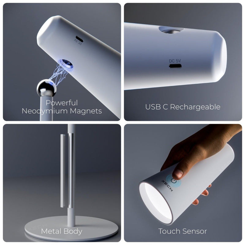 Table lamp for study with multiple attachments / touch controls