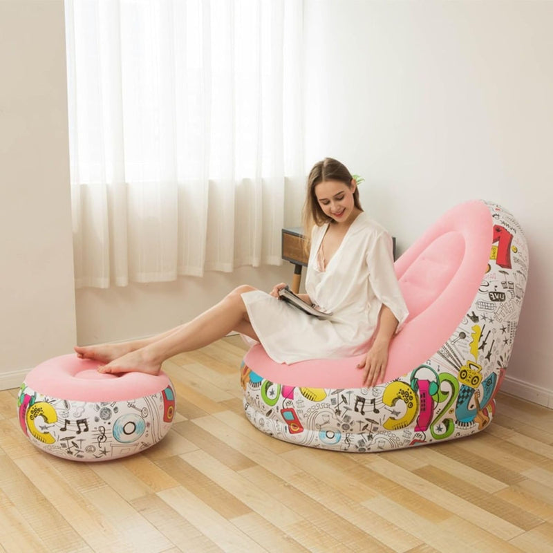 Printed Inflatable Lounge Chair with Footrest