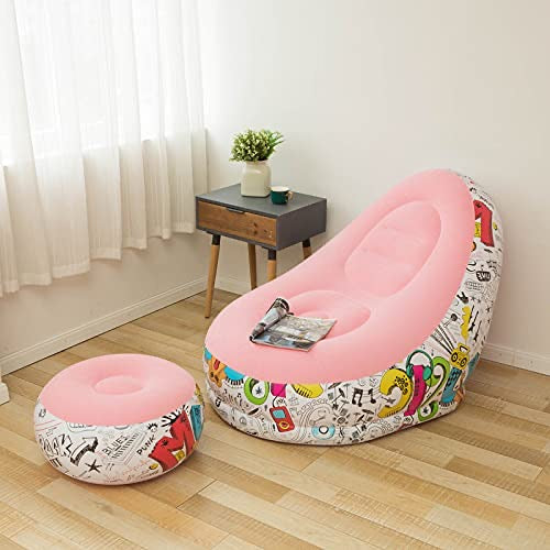 Printed Inflatable Lounge Chair with Footrest
