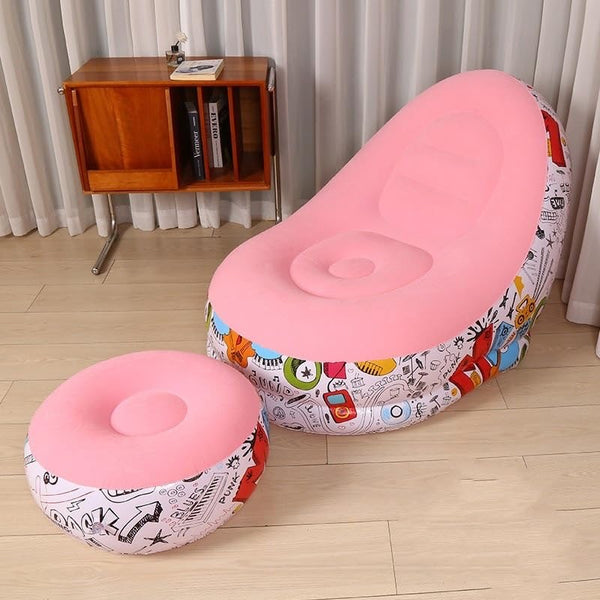 Printed Inflatable Lounge Chair with Footrest