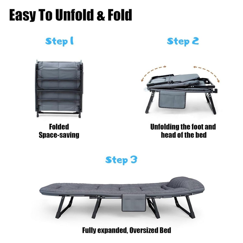 Portable Bed for Adults Camping with Cushion and Pillow