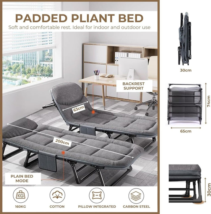 Portable Bed for Adults Camping with Cushion and Pillow