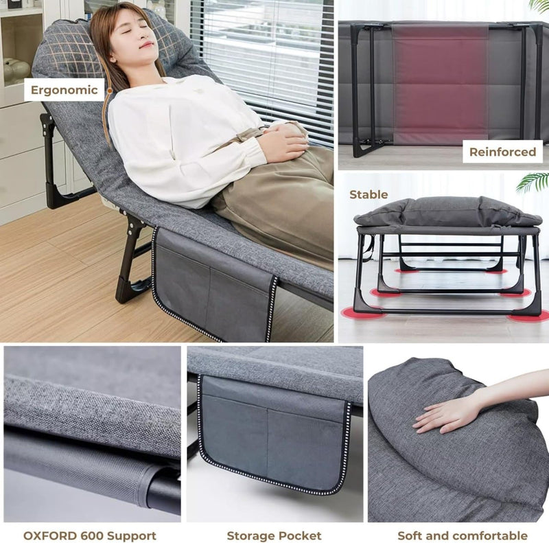 Portable Bed for Adults Camping with Cushion and Pillow