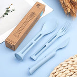 3 in 1 Straw Reusable Spoon Travel Cutlery Set