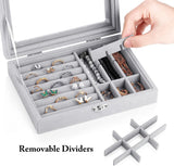 Women's Velvet Glass Ring Earrings Jewelry Box