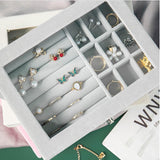 Women's Velvet Glass Ring Earrings Jewelry Box