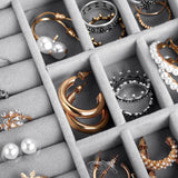 Women's Velvet Glass Ring Earrings Jewelry Box