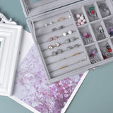 Women's Velvet Glass Ring Earrings Jewelry Box